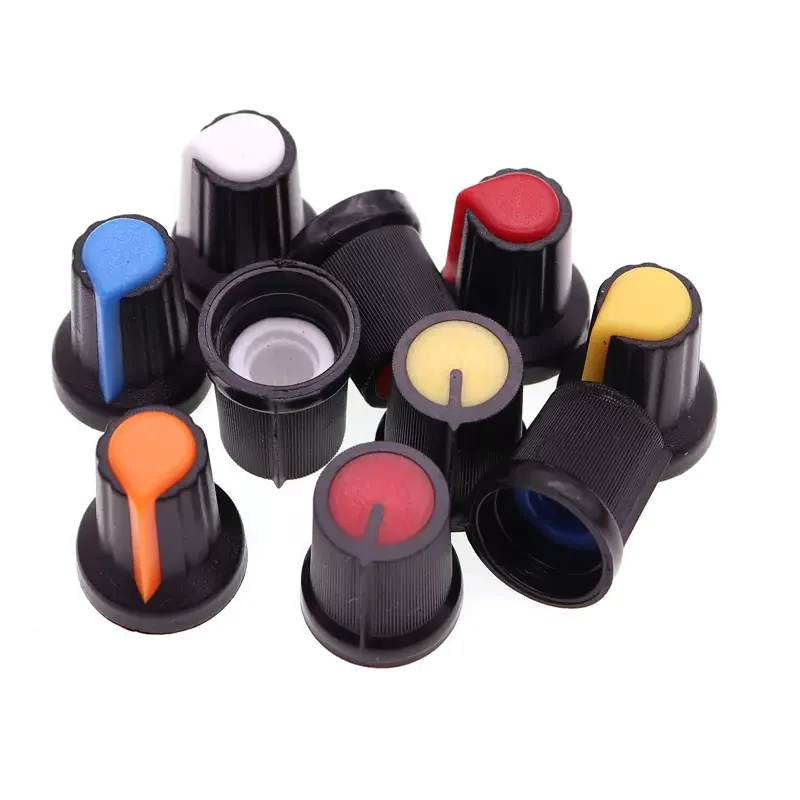 10PCS/lot WH148 potentiometer knob cap(copper core) 15X17mm 6mm Shaft Hole AG2 Yellow Orange Blue White Red 5value*2PCS=10PCS