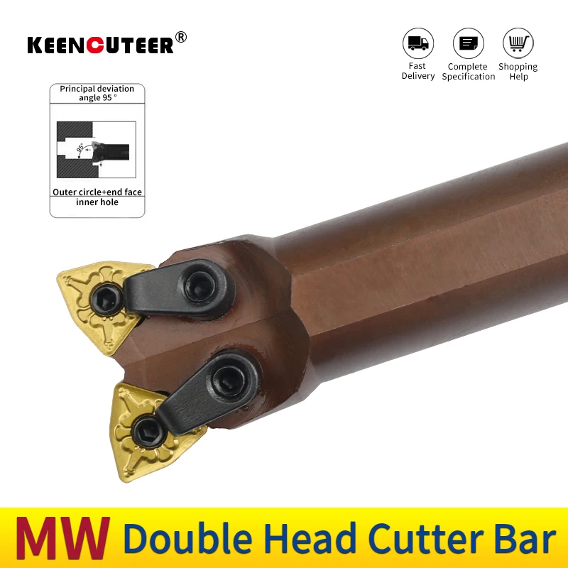 Duplo Cabeça Interna Turning Tool Holder Wnmg Insere Torno Bar Ferramentas de Corte Cnc Aço Primavera D16r04r D20r-mw04l D25r-mw08h