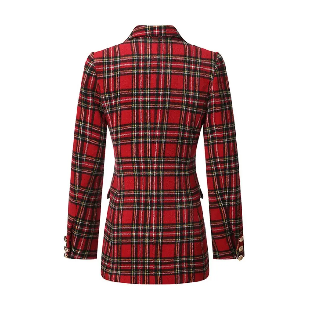 

Women's Plaid Suit Jacket Korean Style Slim-fit Vintage Woolen Small Check Autumn Winter Fashion European And American Trend