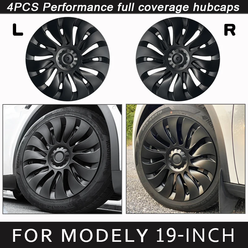 4PCS Hub Cap for Tesla Model Y 19-Inch Wheel Cap Performance Replacement Automobile Hubcap Full Rim Cover Accessories 2018-2024