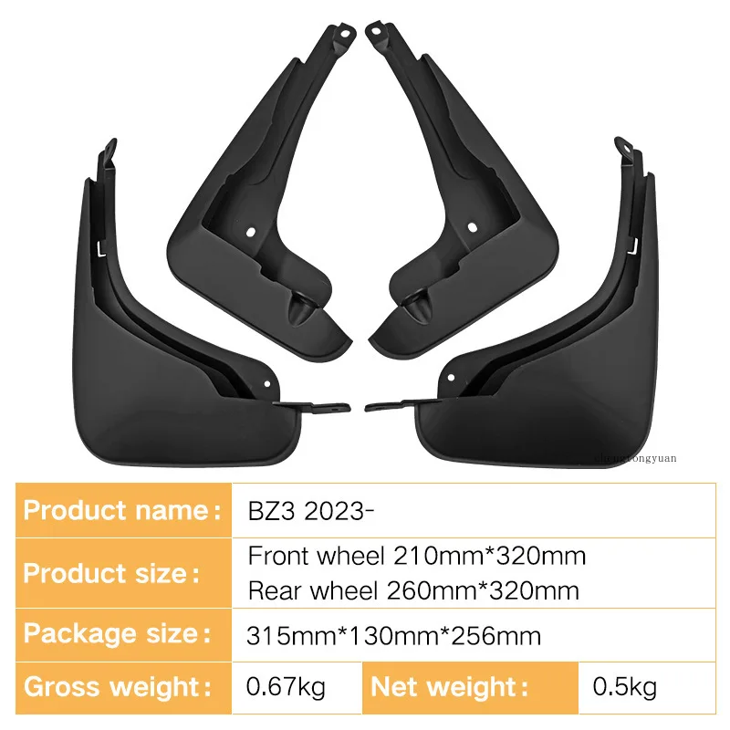 for Toyota BZ3 2022 Auto Mudguards Fenders Black ABS Exterior Car Accessories Tire Protection Vehicle Decor Styling Accessory