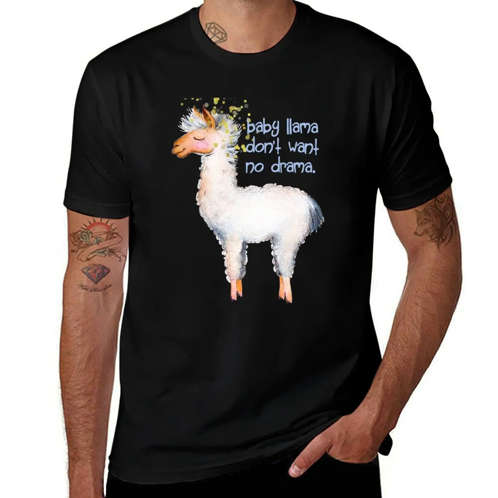 

Baby llama dont want no drama T-Shirt plus size tops blacks vintage graphic tee men tshirt