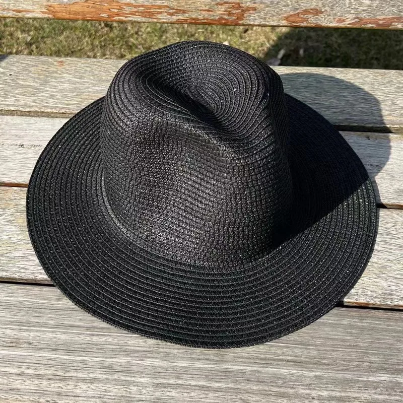 Fedora de paja sólida unisex, sombrero de jazz para hombres y mujeres, venta al por mayor, sombrero de sol clásico, sombrero de vaquero para playa,