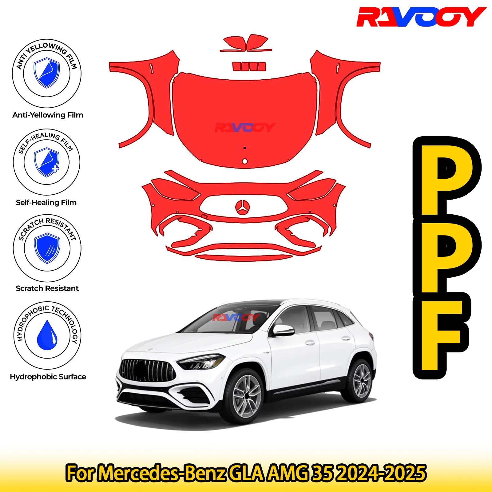 

For Mercedes-Benz GLA AMG 35 2024-2025 Glossy Matte Black Precut front PPF Kit Paint Protection Film