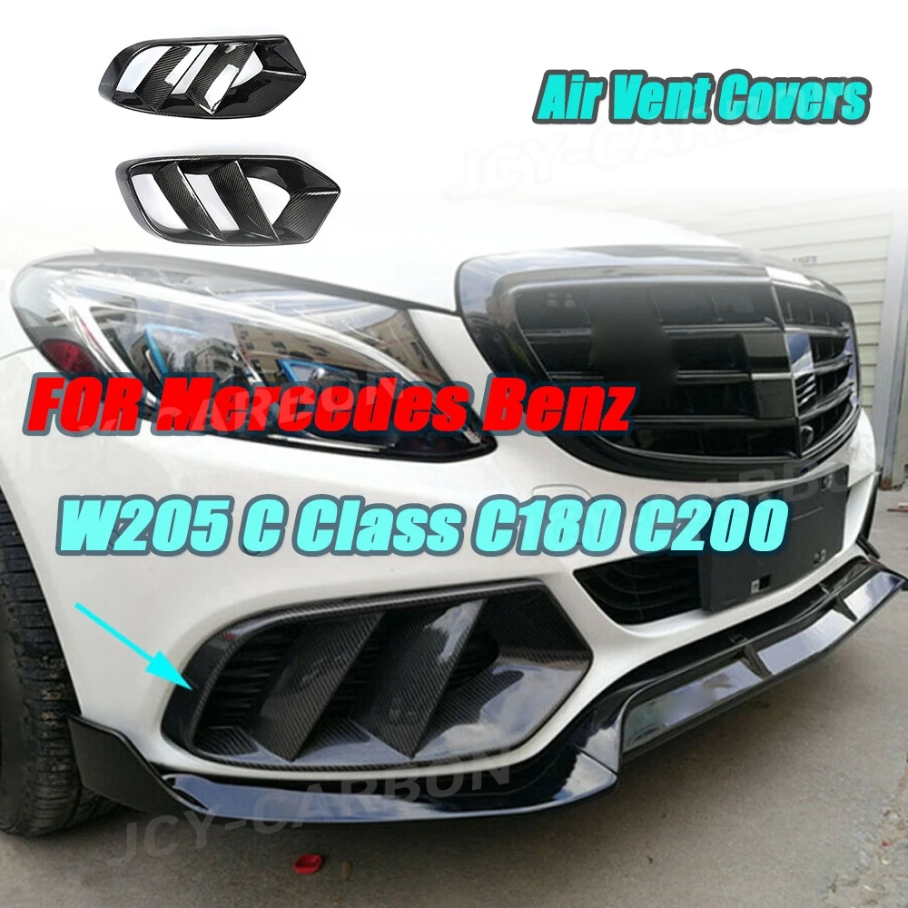 

JCYECF Carbon Fiber For Mercedes Benz W205 C Class C180 C200 2015-2019 Front Bumper Air Vent Outlet Cover Decor Car Accessories