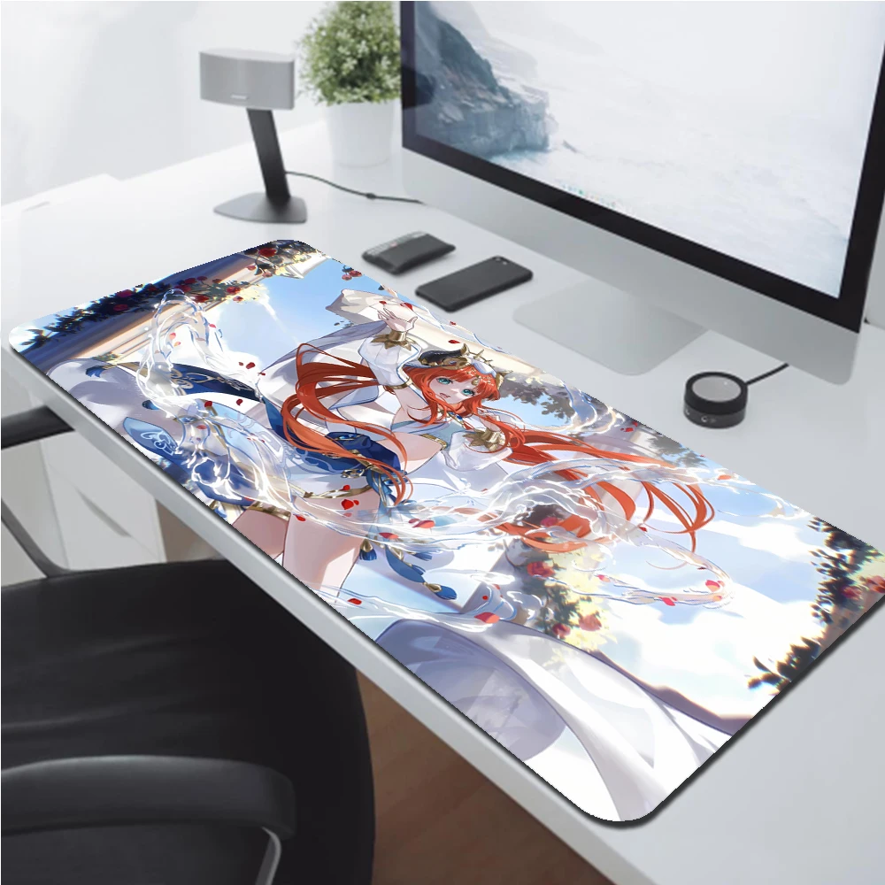 

Nilou Genshin Impact Anime Mouse Pad 40x90 Extra Large Laptop Plat Mat Gaming Goom Accessories Kawaii Mange Mousepad Table Pad