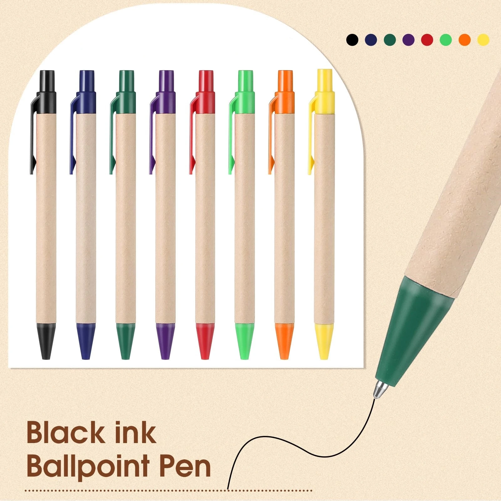 100PCS ECO Recycled Paper Ball Pen Paper Ball Pen Eco-friendly Ballpoint Pen Office School Supplies