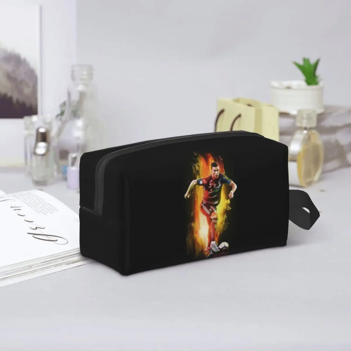 Ronaldo Wallpaper Makeup Bag Cosmetic Organizer Storage Dopp Kit Toiletry Cosmetic Bag for Women Beauty Travel Pencil Case