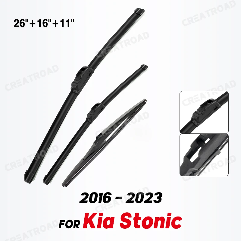 Wiper  Front & Rear Wiper Blades Set For Kia Stonic 2016 - 2023 Windshield Windscreen Window Car Rain Brushes 26