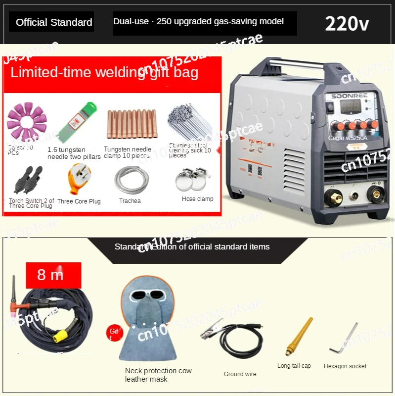 Portable Tig Welder 220V Power WS-200A 250A Pulse Tig Arc 2 in 1 Professional Tig Argon Gas Welding Machine