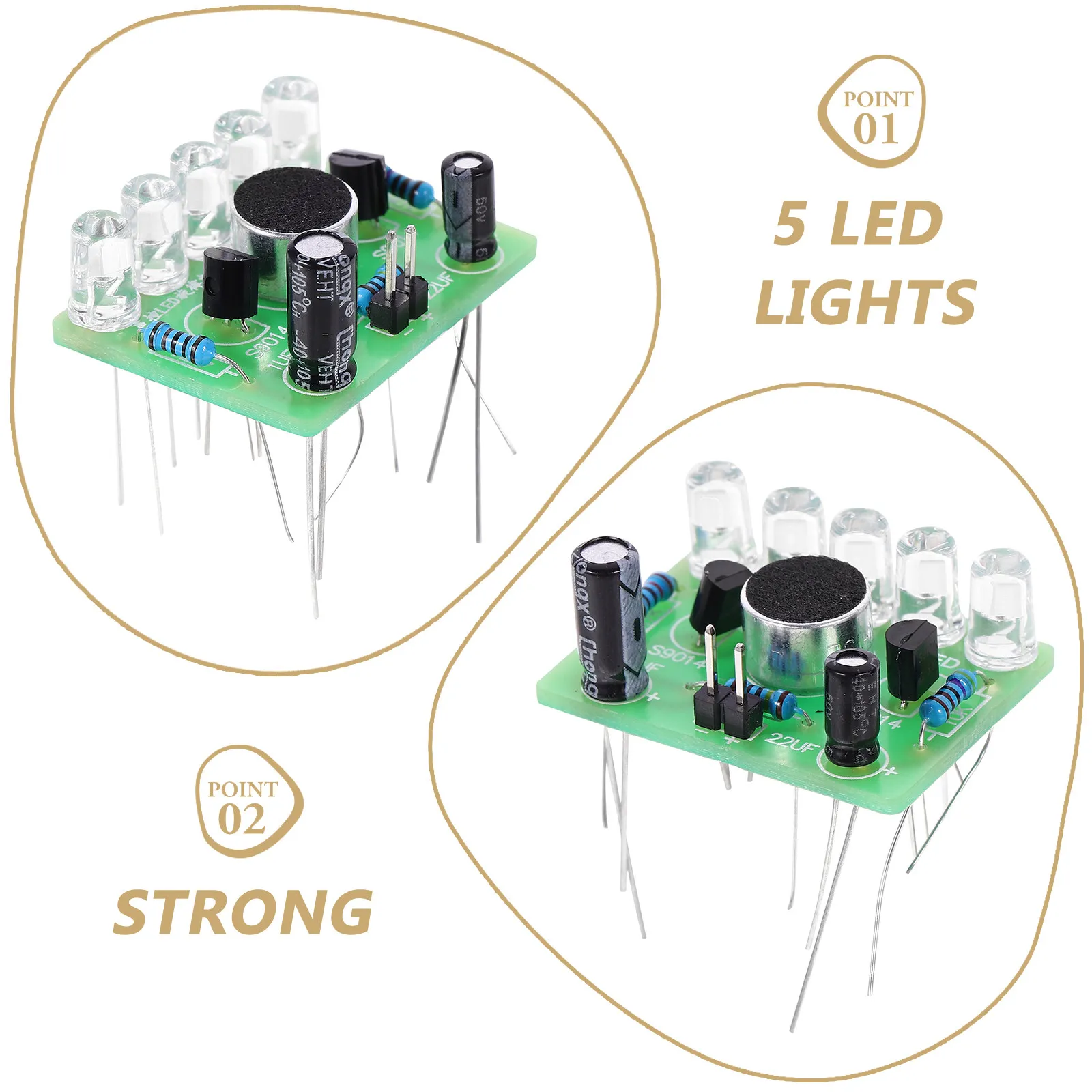 Voice Control LED Lamp Module 3V-5V 5 Leds Lighting Breathing Sound Trigger Flasher DIY Electronic Parts Lamp Module