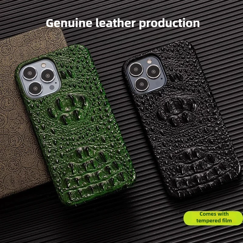 

Роскошный чехол из натуральной кожи с крокодиловым узором для iPhone 16 15 Pro 13 Pro Max 14 Pro 12 11, жесткий чехол с защитой от столкновений