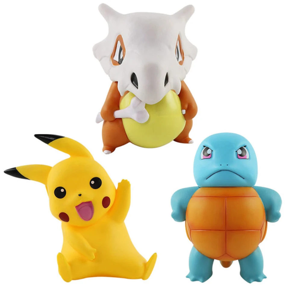 Pokemon Pikachu 16 cm große Vinylpuppe Anime Squirtle Cubone Kawaii süße Desktop-Dekorationen Erwachsene Geschenk Kinder Geburtstagsgeschenk