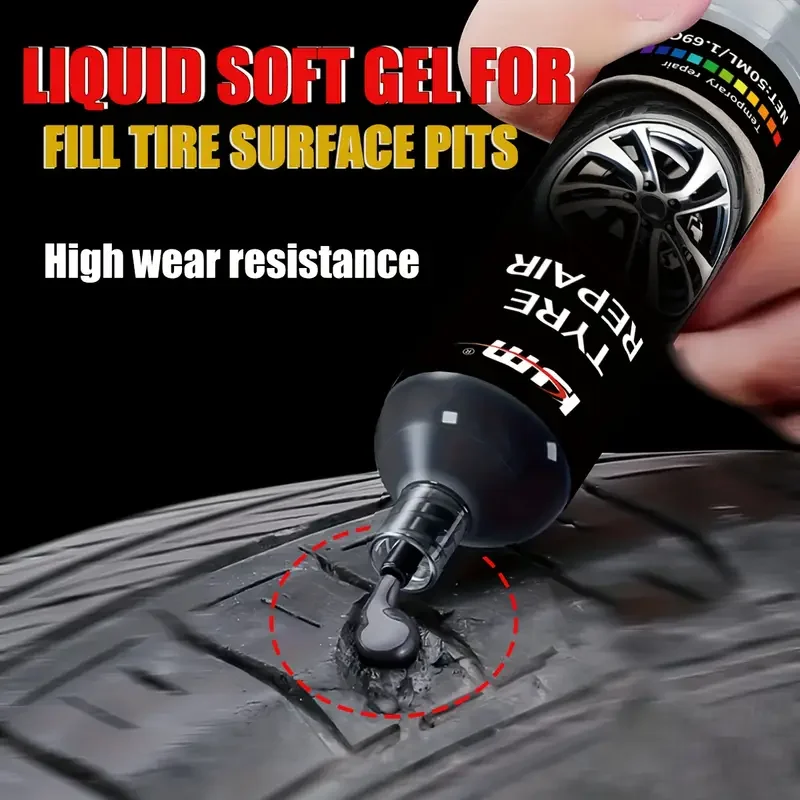 KJM New Tire Repair Kit Scratch Crack Filler Universal Adhesive Strong Bond Car Rim Seal Sole Waterproof Wear Resistant 50ml