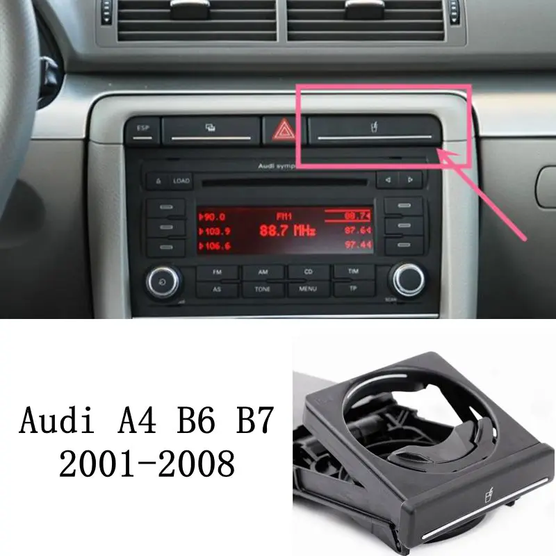 Water Cup Holder Left-Hand Drive  For Audi A4 B6 B7 2001-2008 8E1862534H 8E2862534L Matte Black Plating Black