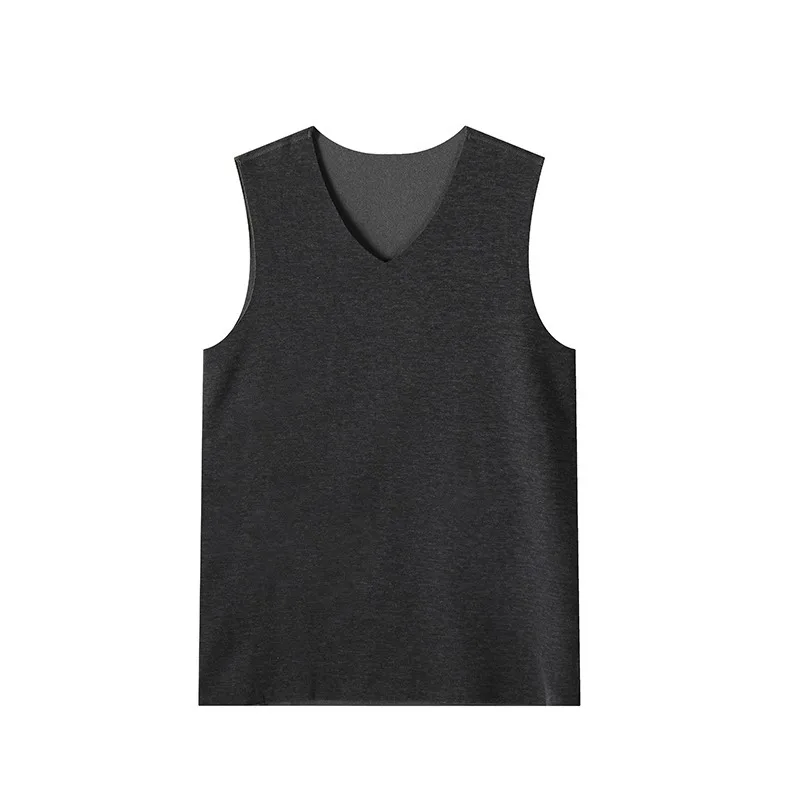 Men's V-Neck Thermal Vest, Seamless Double-Sided Velvet Base Layer for Winter Layering & Warm Under Shirt