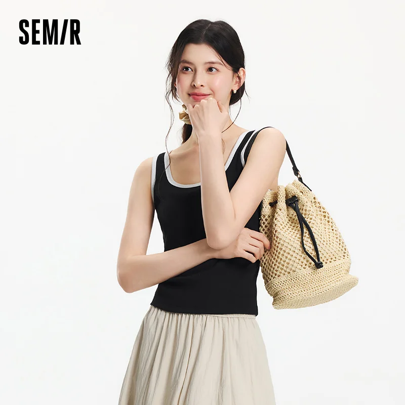 Semir Vest Women Cropped U Neck Layering 2025 Summer New Cool Feeling Slim Fit Top Elegant for Chic Outfits