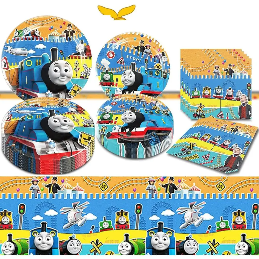 

Принадлежности для вечеринки по случаю дня рождения с поездом, посуда для тематической вечеринки «Друзья поезд» включает 20 тарелок, 20 салфеток и скатерть из 2 предметов для