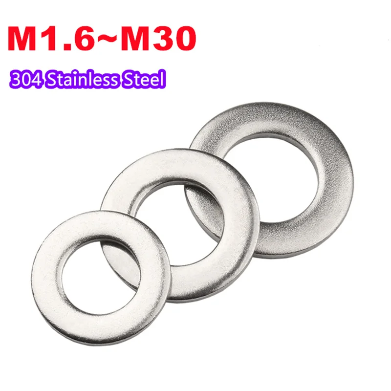 M1.6M2M2.5M3M4M5M6M8M10M12M14 M16 M18 M20 M22 M24 M27 M30 304 Stainless Steel Flat Washers Large Metal Gasket meson Flat Washers