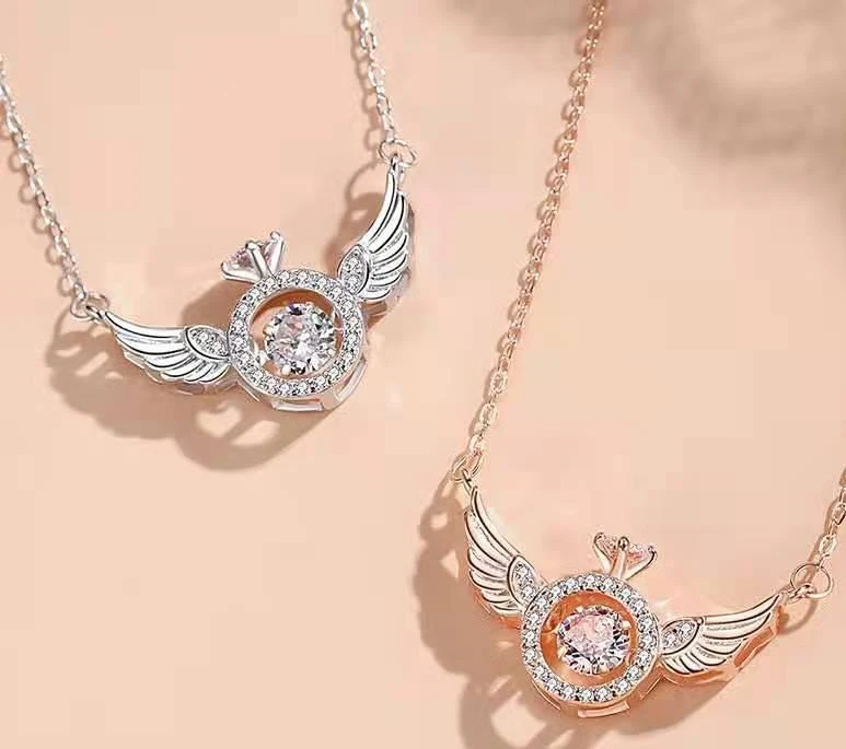 

Умное ожерелье с ангелом, цепочка на ключицы, крылья сердца, женский нишевый дизайн, простые летающие крылья, инкрустированные позолотой