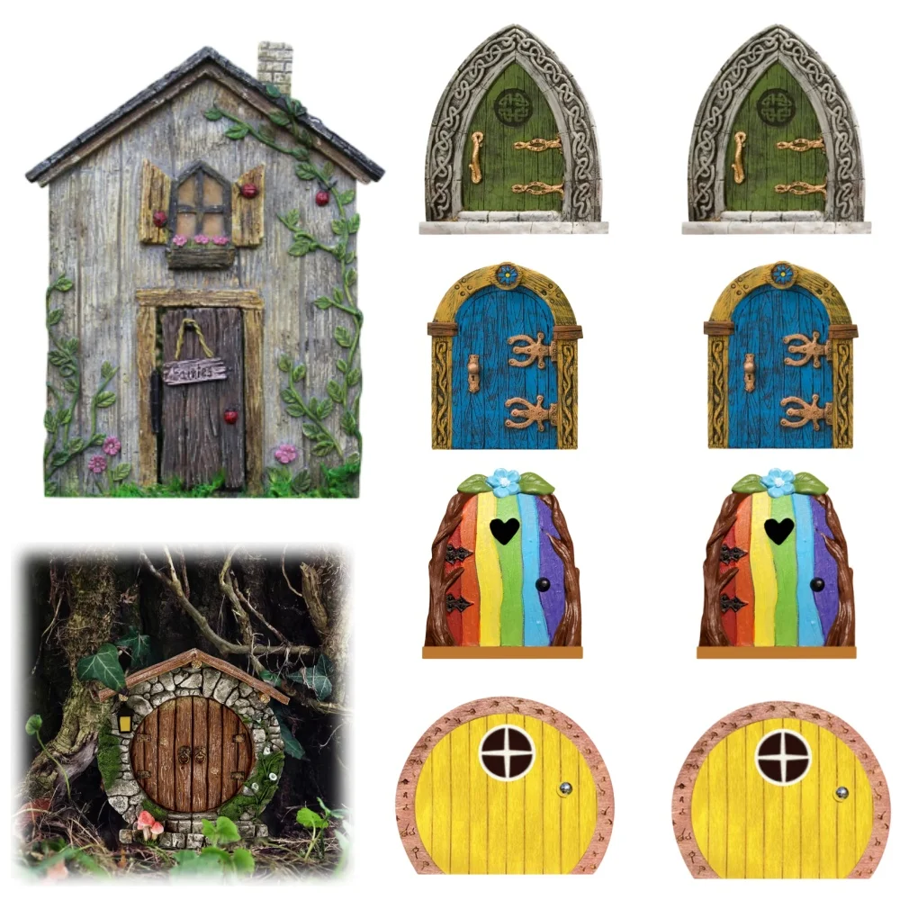 Miniatures Wooden Fairy Tale Dwarf Door Ornaments Children's Toys Home Decoration Crafts Fairy Tale Garden Decoration Micromodel