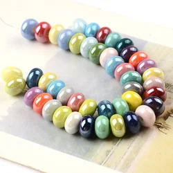 30pcs 5x8mm Flat Round Abacus Ceramic Beads Loose Spacer DIY Beads for Jewelry Making Bracelet Necklace Accessories