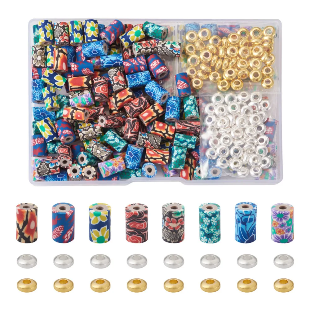 

260Pcs Flower Pattern Polymer Clay & Synthetic Hematite Beads for DIY Bracelet Necklace Jewelry Making Finding Kit