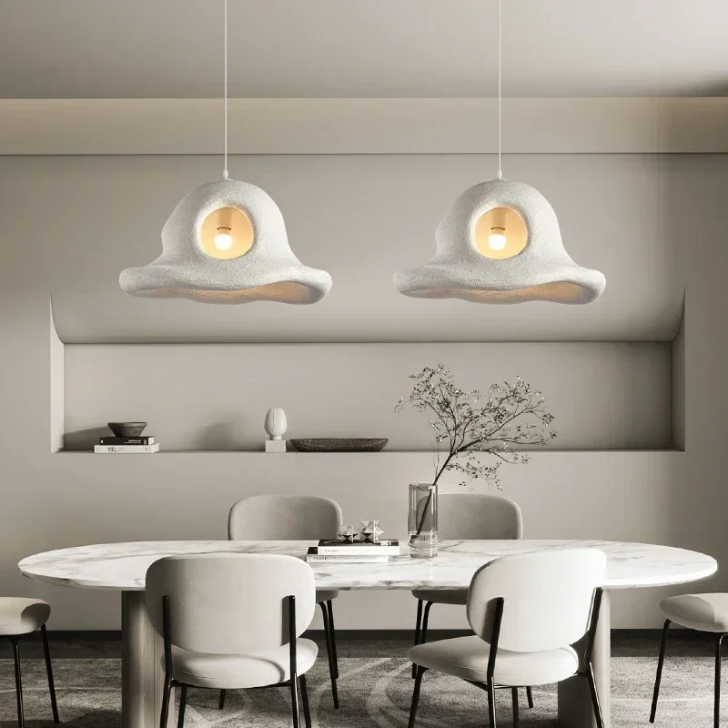 

Wabi Sabi Kitchen Dinning Hanging Lamp Pendant Lamp Lights Fixtures Ceiling Oval Bean Modern Pendant Lights Resin Chandeliers