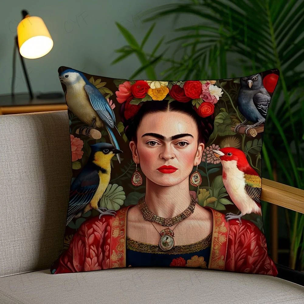 

Наволочка для подушки с изображением аниме-персонажей Фриды Кахло, защита от пылевых клещей, невидимая молния, шелковистый короткий плюш, чехол для диванной подушки