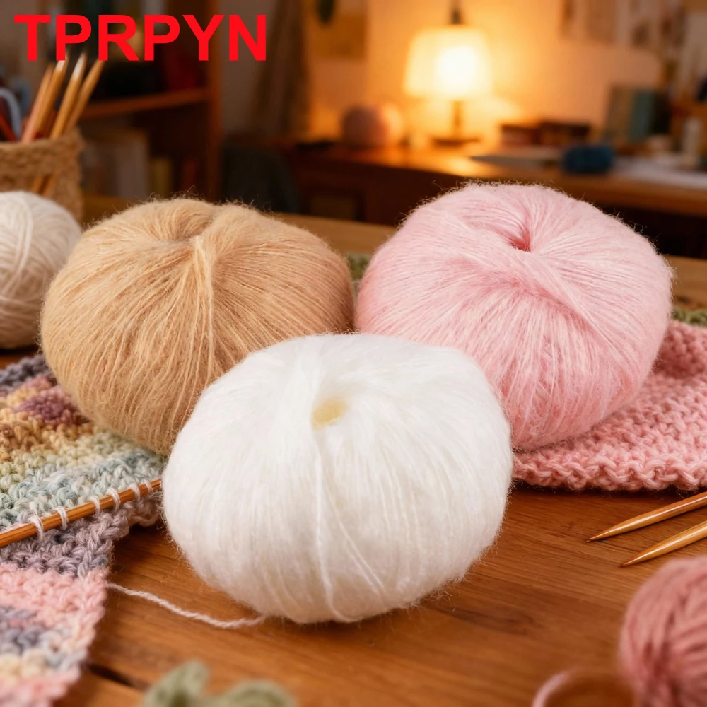 1 unidad de 25g de hilo de Mohair, hilo para tejer a mano, línea de lana cálida de ganchillo, suéter, hilo para bufanda shwal