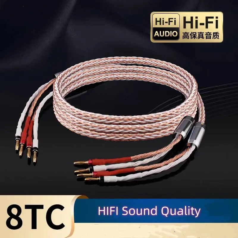 

One Pair Banana To Y Plug Audio Cables 8TC 7N OCC High-end Speaker Wire Fever For Amplifier Home Theater Sound System AMP