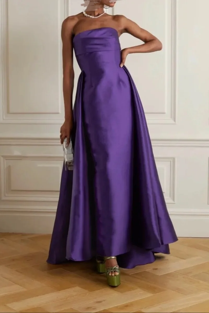 Elegant Satin Dress A-line Sheath Backless Evening Gowns Formal Evening Party Prom Dresses Customized