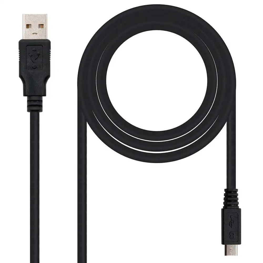 Nanocable 10.01.0500 0.8m Micro USB 2.0 Double Male Charging Cable Black Charger Cable Data Sync Cord for Smartphones