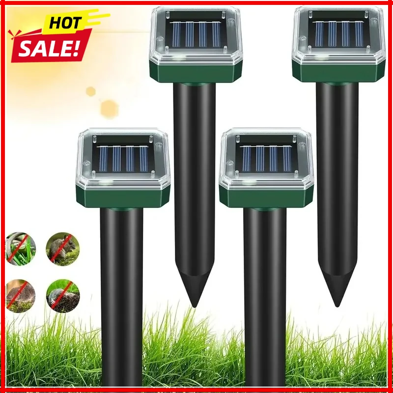 Repelente Ultrasónico Solar de Topos, Repelente Electrónico de Serpientes e Insectos, Vibración de Alta Potencia, Batería Integrada, Carga Solar, Eliminador de Ratones