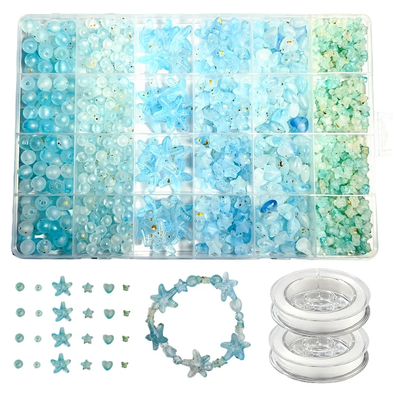 7-19mm825pcs Matte gradient loose gold box, 24 grids, acrylic beads, DIY beads, bracelets, necklaces, decorations. festival gift view 3