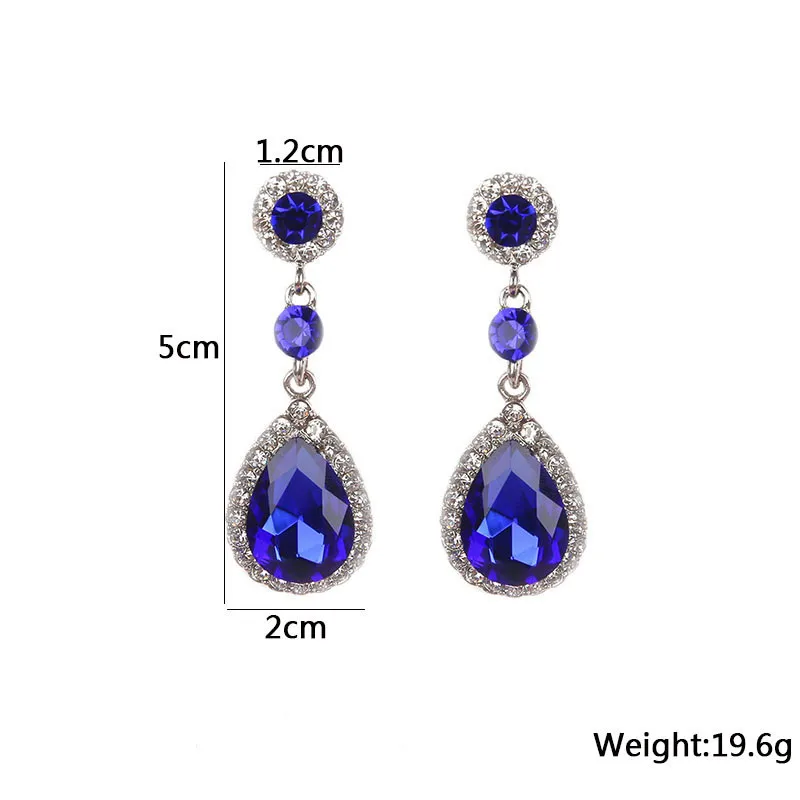 Luxury Bridesmaid Crystal Drop Earrings for Wedding Party Zircon Water-Drop Dangle Earrings Geometry Round Fashion Jewelry Gift