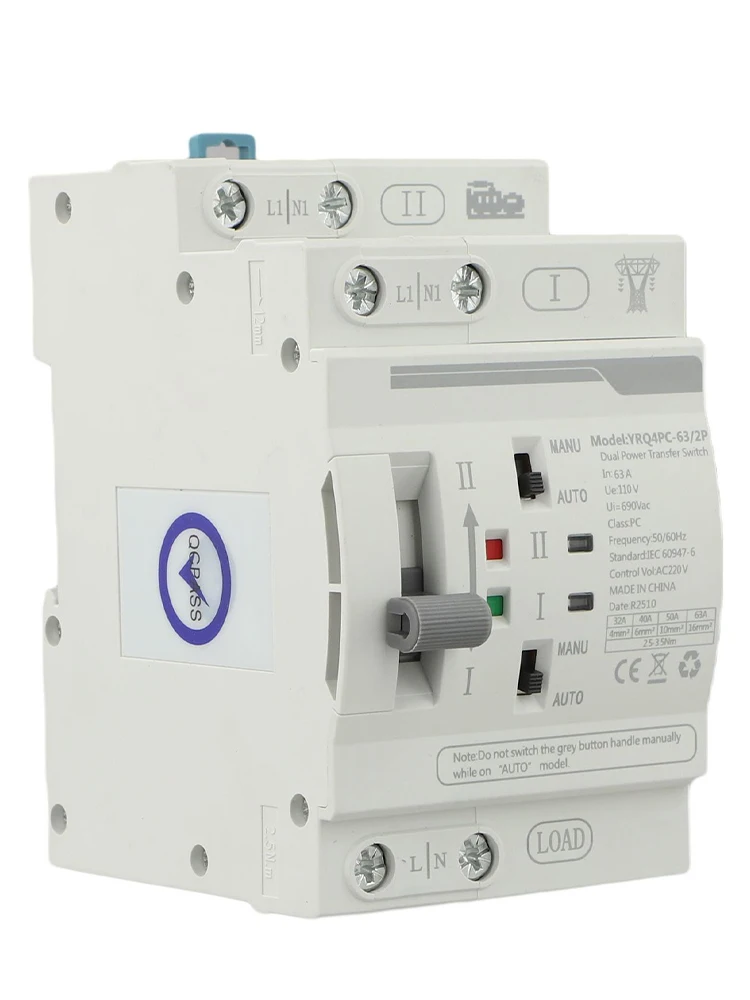 Automatic Manual Transfer Switch 63A 110V for Home Use with Switching and Dual Frequency Compatibility for Backup Power