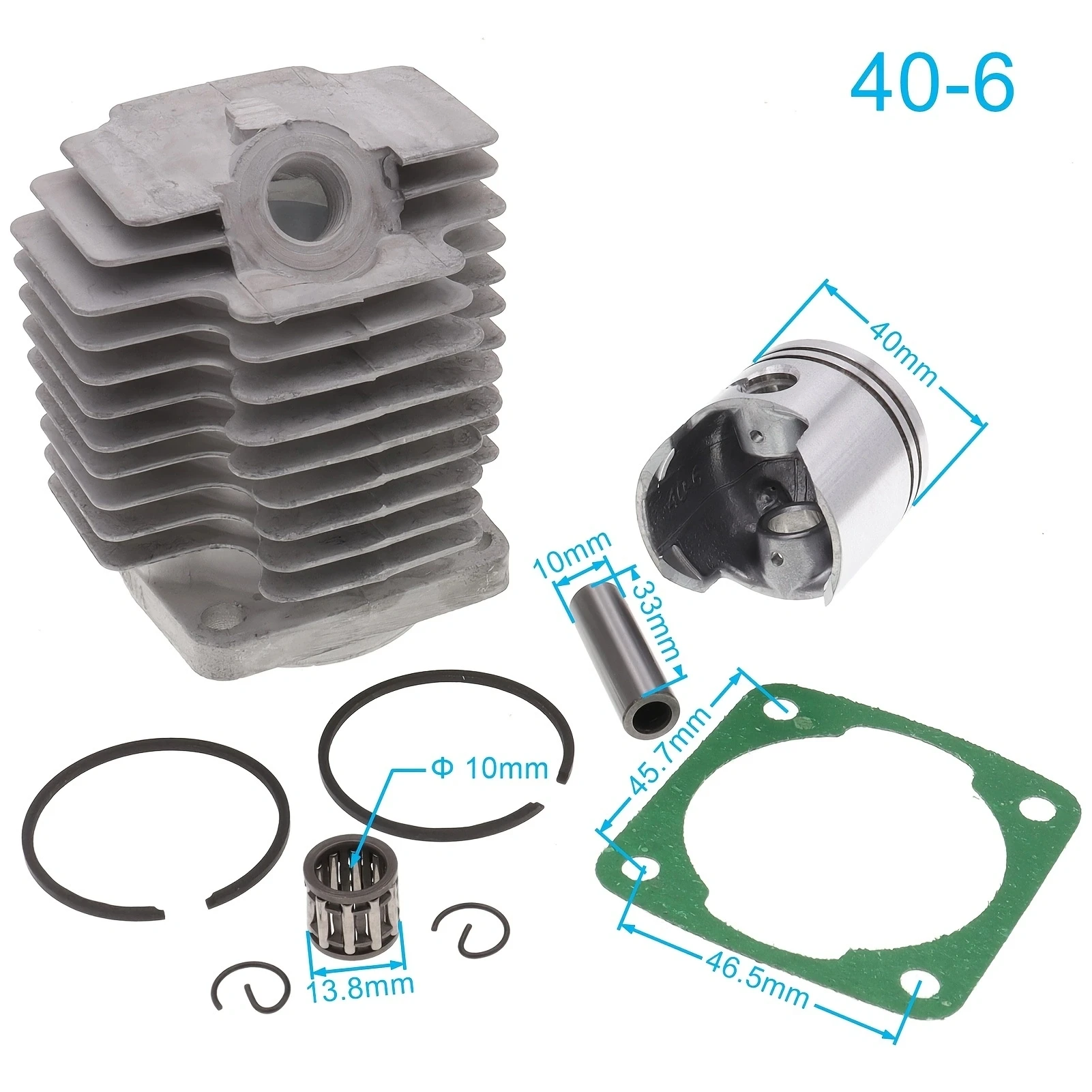 2 Stroke Engine 44mm/44mm Bore Cylinder Piston Gasket 10MM Pin for 47cc 49cc 50cc ATV Mini Quad Pocket Bike