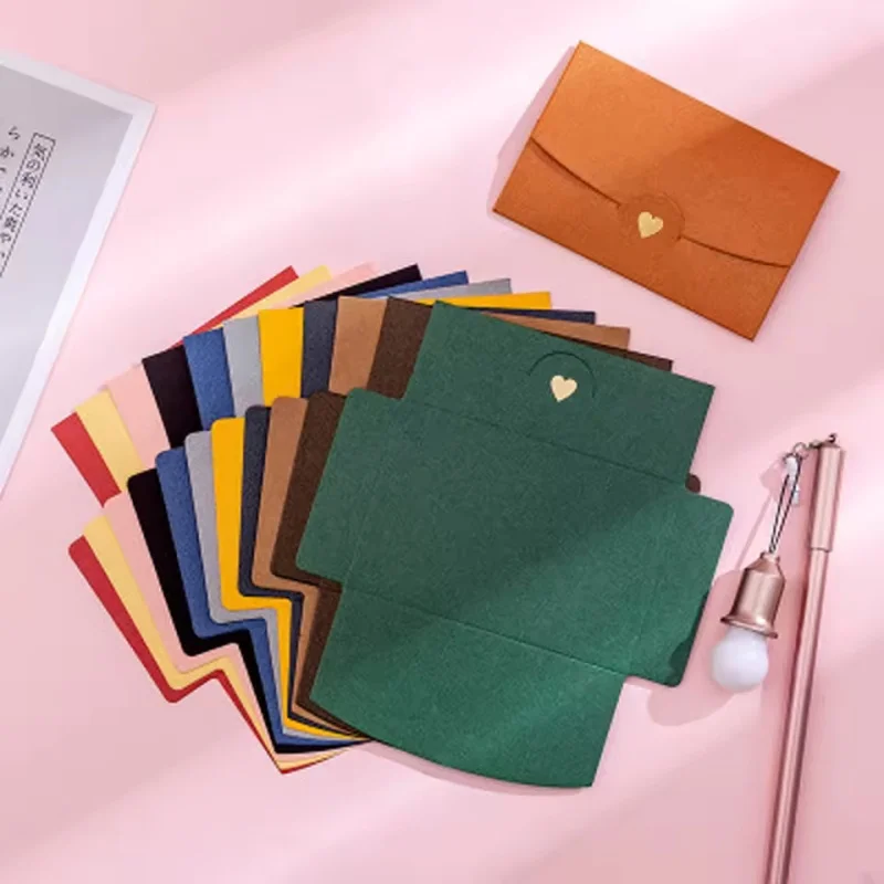 20Pcs Colorful Western Mini Envelopes Gold Foil Love Special Paper Pearlescent Envelopes for Greeting Card DIY Decoration