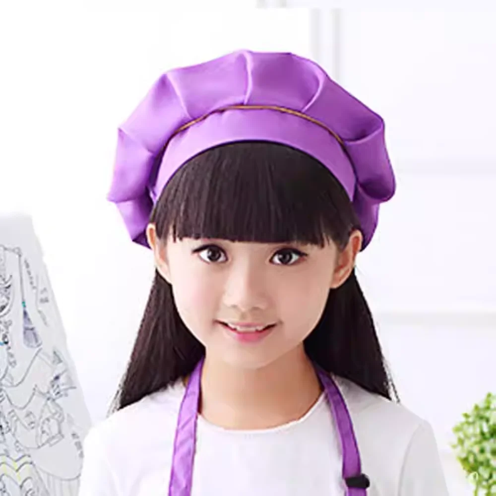 

Детский кухонный костюм, цветная кепка повара для детей, полиэстеровая кепка для приготовления пищи, безопасная кепка повара для уроков рисования, домашней кухни, школы