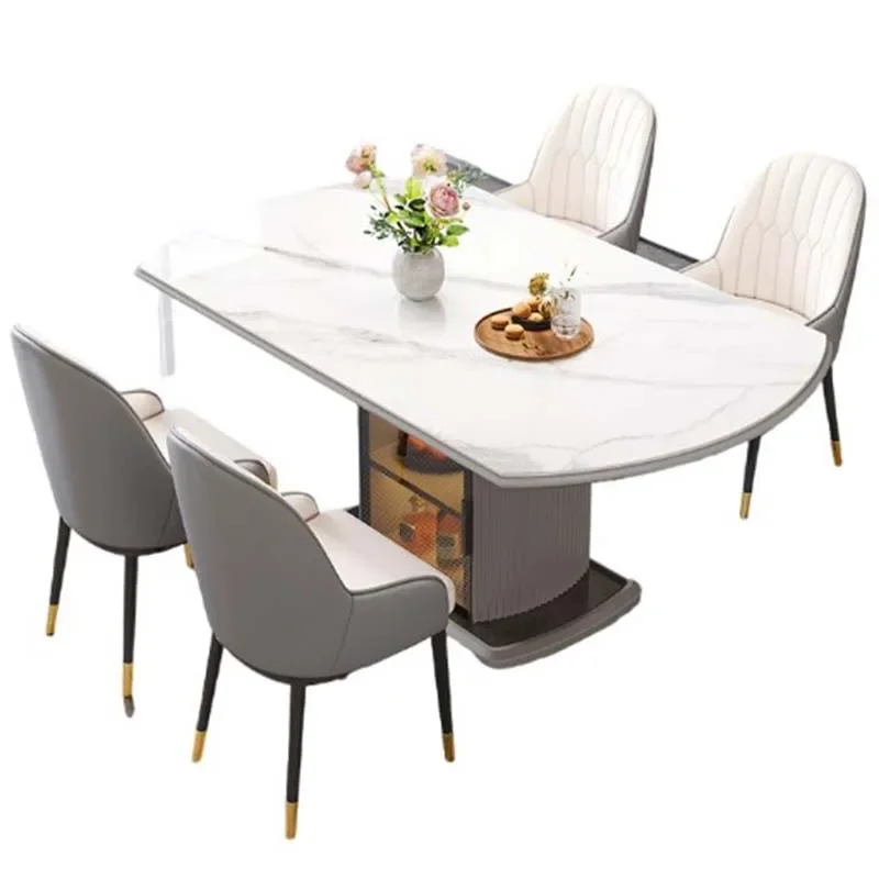 Designer Long Round Dining Table Kitchen Unfoldsnle Folding Living Room Table Restaurant Wood Tavolo Pieghevole Home Furniture