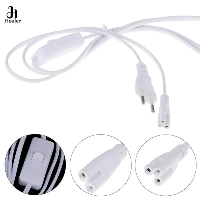 1.8m Lighting Accessory 220V EU Plug Switch Cable For T5 LED Tube T8 Power Charging Wire Connection Wire ON/OFF Connector
