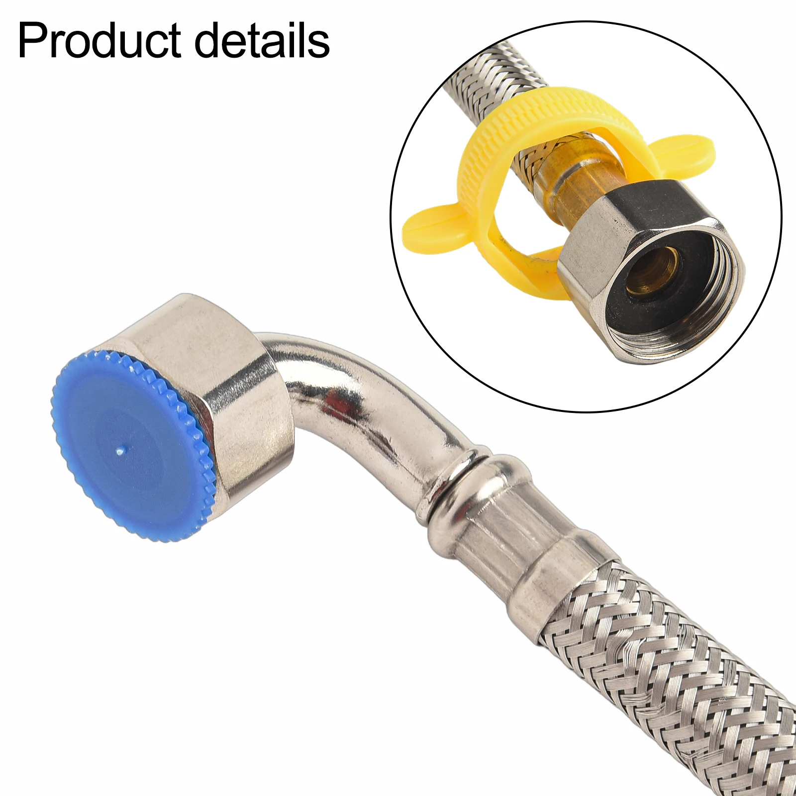 1 szt. Stalowa Wąż do Kranu - Przewód Wodny 1/2 Cala, Wąż Wlotowy do Kranu Ciepłej i Zimnej Wody, Elastyczny Przewód Łączący do Podgrzewacza