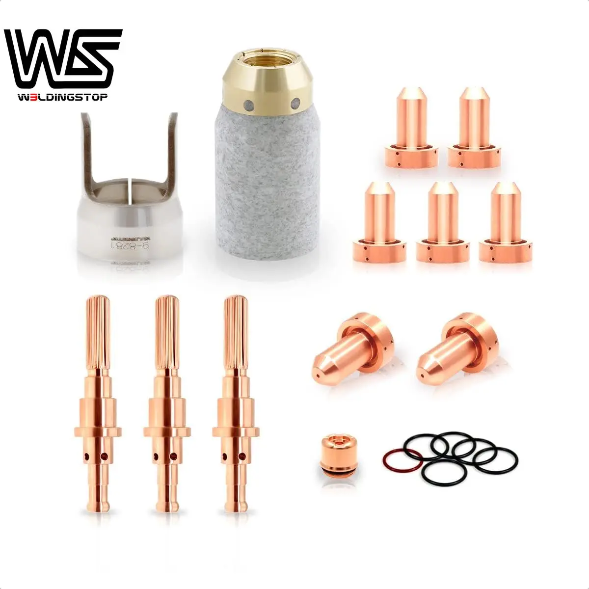 

WeldingStop SL60 Torch Parts 5-0075 Electrode 40-60A Tip 9-8237 9-8281 Fit Thermal Dynamics Cutmaster 52 or 82 Consumables 17pcs
