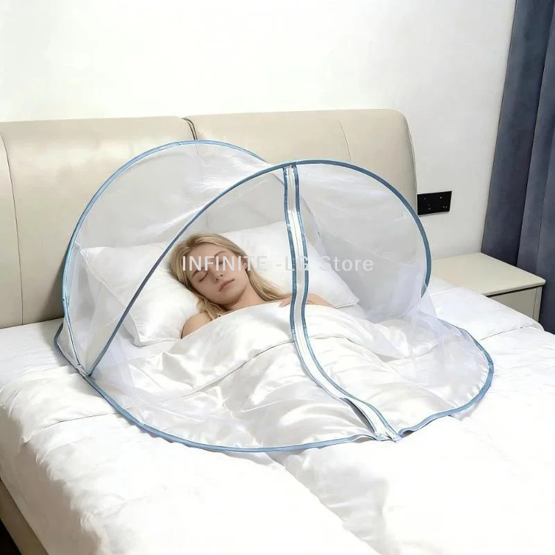 Novelty Up Foldable Single Person Bed Mosquito Net Tent With Zipper Portable  Protection For Home TravelINFINITE -LG