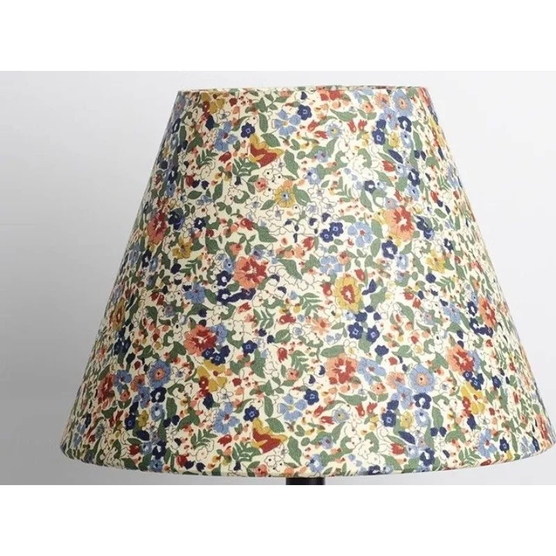

Pastoral Pleated Hemp Fabric Table Lamp Cover Small Floral Old-fashioned Retro Bedroom Hotel Bedside Floor Accessories DIY