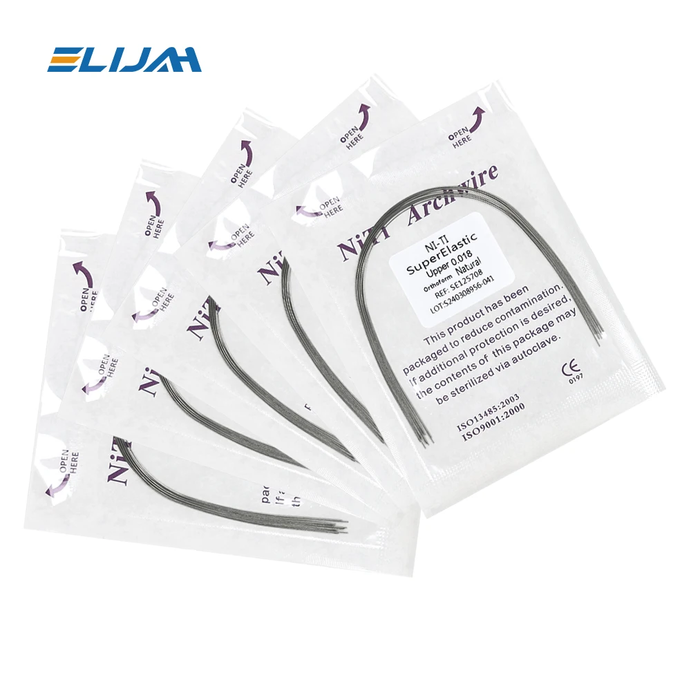 ELIJAH  Dental Orthodontics Niti Bow Wire Round Rectangular Natural Shape 10 Pcs/pack Niti Bow Wire Dental Accessories