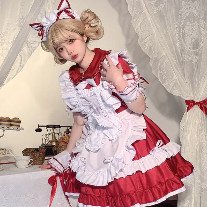 Japanese Maid Dress Sweet Lolita School Girl Party Show Love Live Cosplay Costumes Anime Plus Size Coffee Waitress uniform 2023