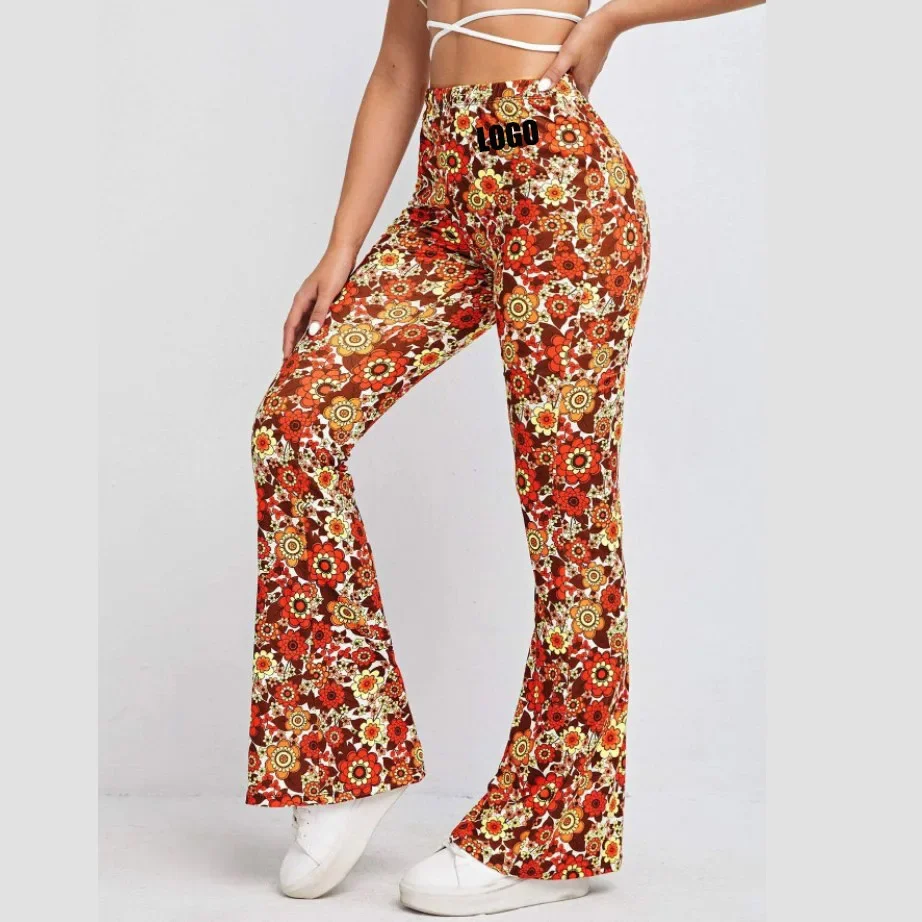 

Customized LOGO women's clothing summer hot sale whole body floral sexy fashion flared pants