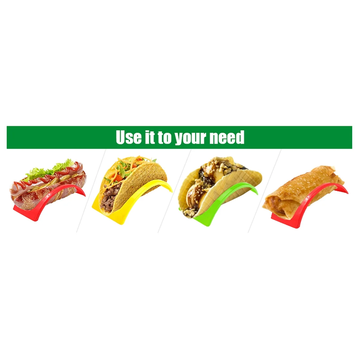 

New 12 Pack Taco Trays Plastic Burrito Trays Serving Trays Party Supplies for Tacos Burritos Hot Dogs Green